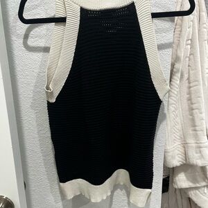 Ann Taylor Factory Black and Cream Knit Sweater